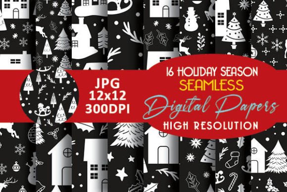Black Holiday Season Digital Papers: Stylish, Versatile Backgrounds for Real Creative Work