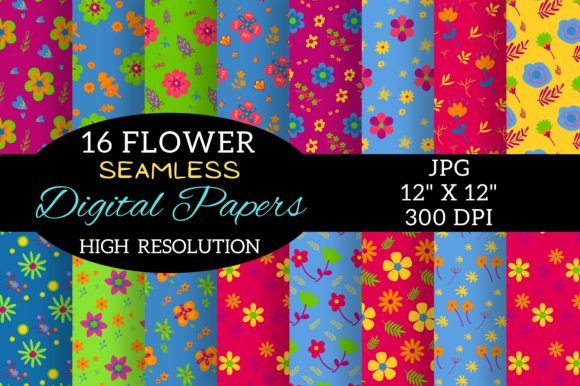 Bright Boho Flower Digital Papers