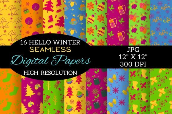 Bright Boho Winter Digital Papers