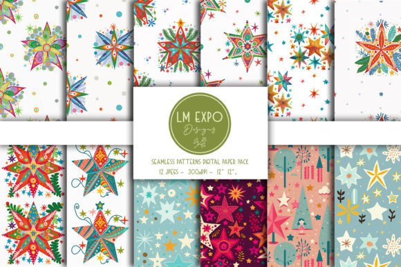 Christmas Stars Seamless Digital Papers