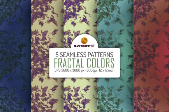 FRACTAL COLORS SET: 5 Digital Paper Patterns