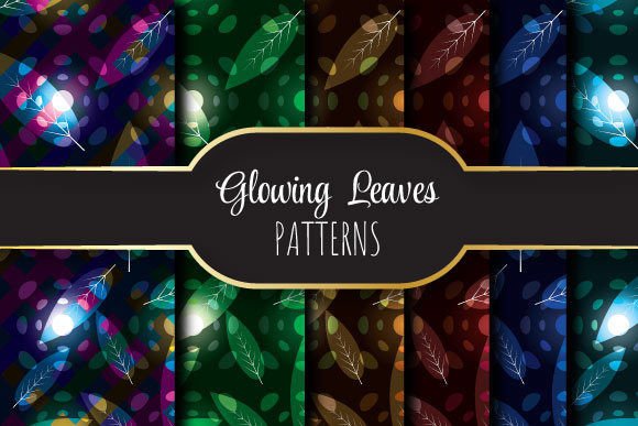 Glowing Leaves: Seamless Vector Patterns