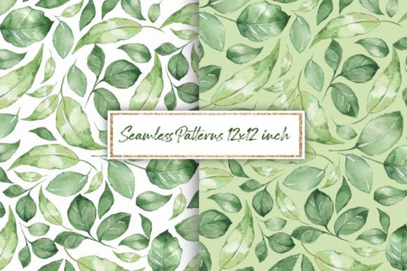 Green Leaves Watercolor Seamless Pattern