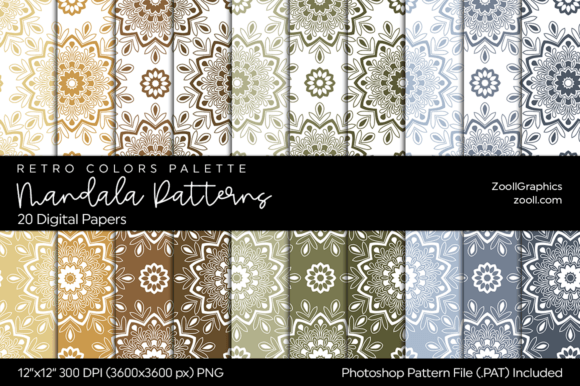 Mandala Digital Papers: Dusky Retro Patterns That Just Work
