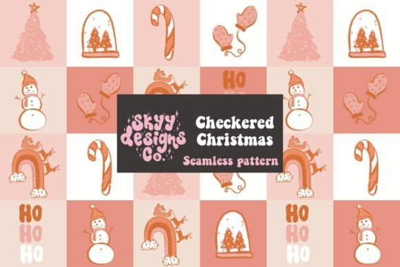 Pink Retro Christmas Seamless Pattern