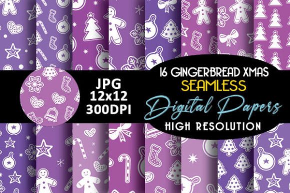 Purple Gingerbread Man Digital Papers