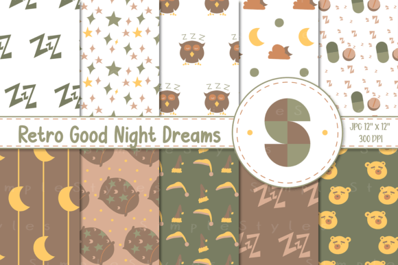 Retro Good Night Dreams Digital Paper: Creative Solutions for Crafters, Designers & Small Business Owners