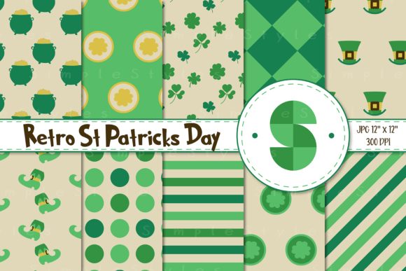 Retro St Patricks Day Digital Paper