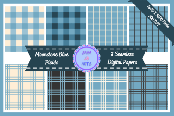 Seamless Blue Plaid Digital Papers