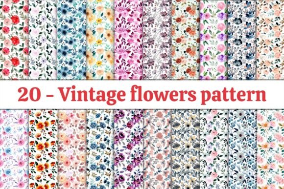 Vintage Flowers Seamless Pattern Bundle