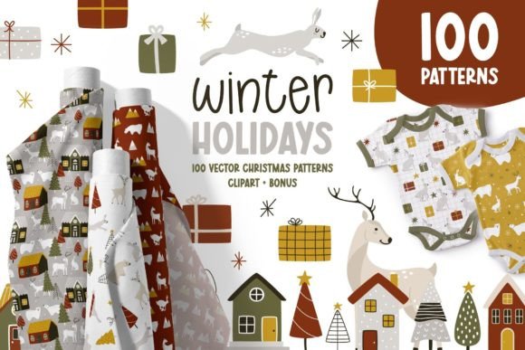 Winter Holidays. Big Pattern Set.: A Versatile Vector Toolkit for Seasonal Design